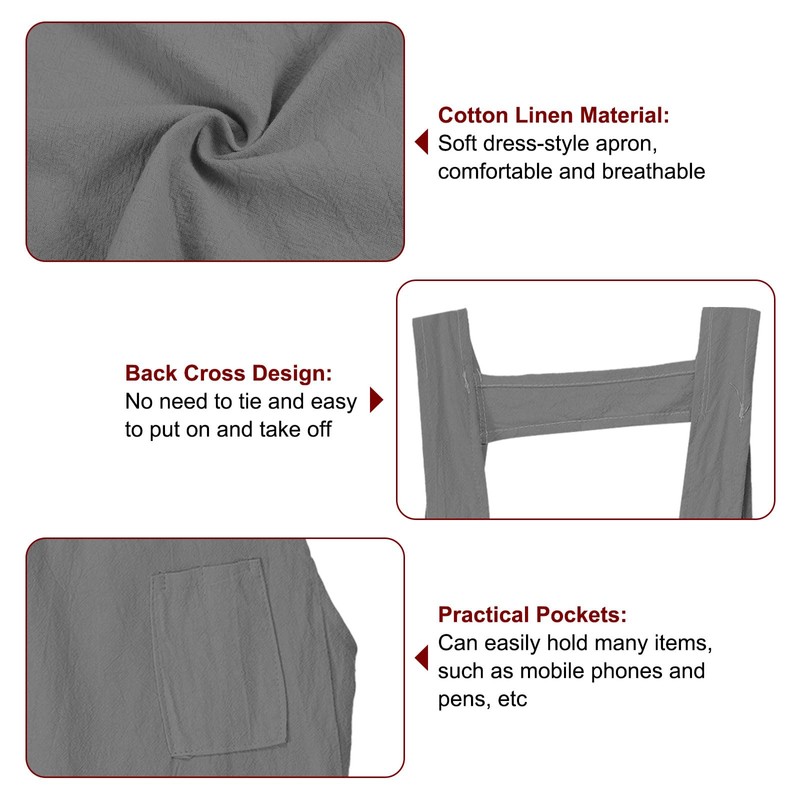 sourcing map Cotton Chef Aprons 80x60cm Cross Back Kitchen Cooking
