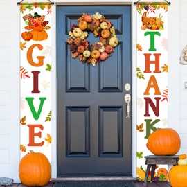 Thanksgiving Door Banner Give Thanks Door Banner Fall Banner Thanksgiving Decorations Harvest Door Banners Fall Porch Sign Give Thanks Photo Booth Props