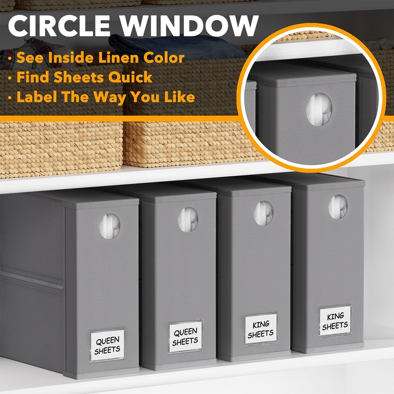 SpaceAid 4 Pack Bed Sheet Organizers and Storage, Foldable Organizer