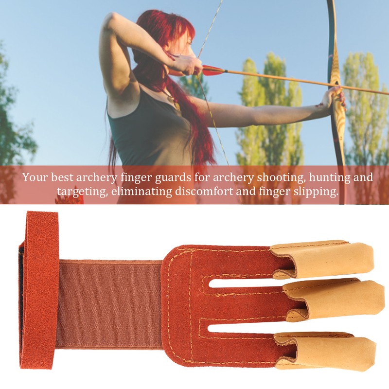 Outdoor Three Finger Guard Glove Traditional Recurved Bow Shooting Archery