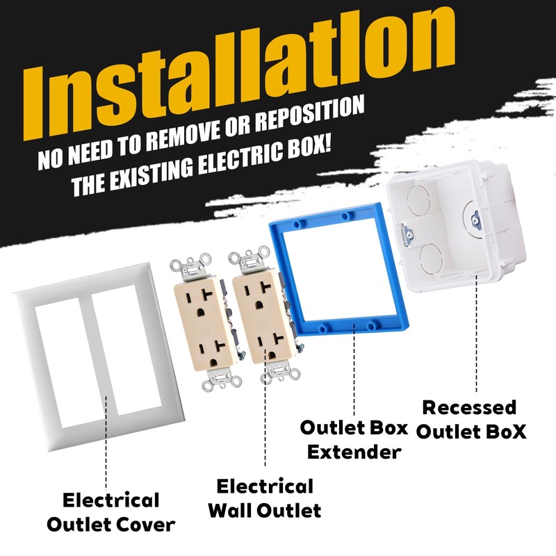6Pcs Double Gang Outlet Box Extender Electrical Box Extenders with