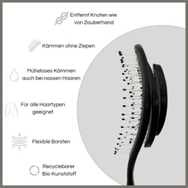 Knotenfee Haarbürste ohne Ziepen für Damen und Kinder – Entwirrbürste für locken, Detangler Wet & Curl Brush, Anti-Ziep Bürste Kinder, Haarbürste für nasses und trockenes Haar, Curly hair brush
