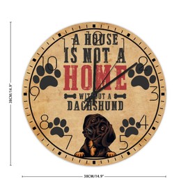 Wood Wall Clocks Round Silent Non-Ticking A House is Not A Home Without A Dog Retro Wall Clocks Pet Owners Good Friends Home Decoration for New Home Patio Exercise Room 15 Inch