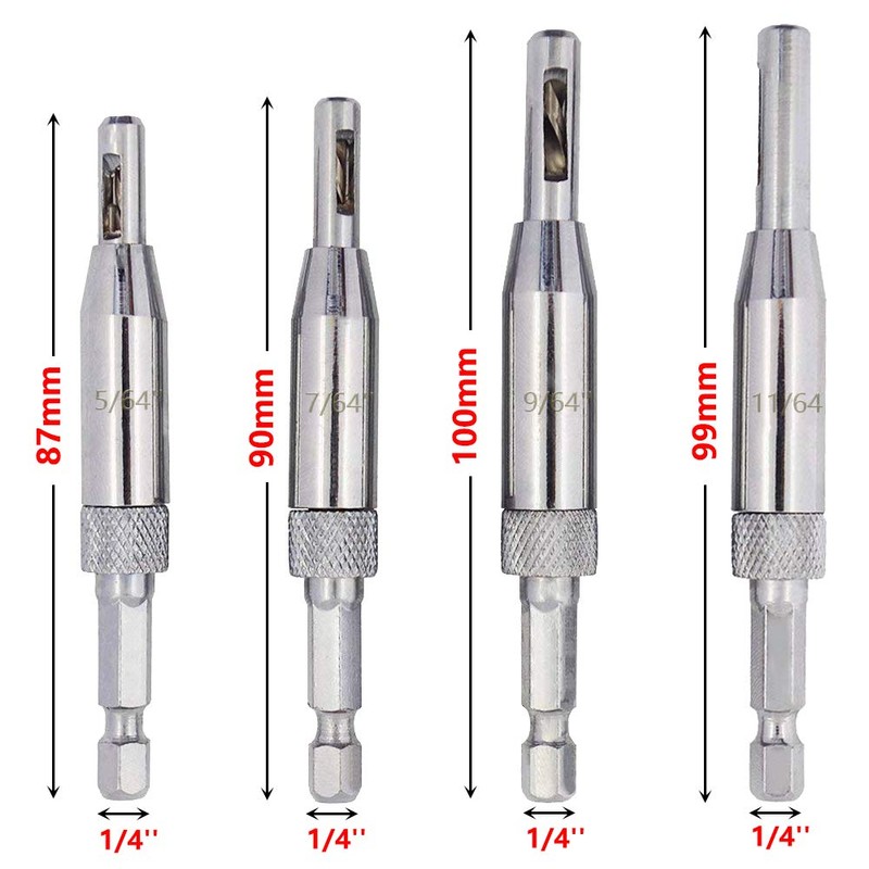Saiper 4pcs HSS Door Self Centering Hinge Hole Opening Drill
