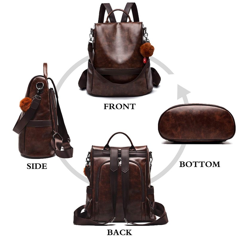 Ladies’ Soft PU Leather Backpack Handbag, Shoulder Bag, All in