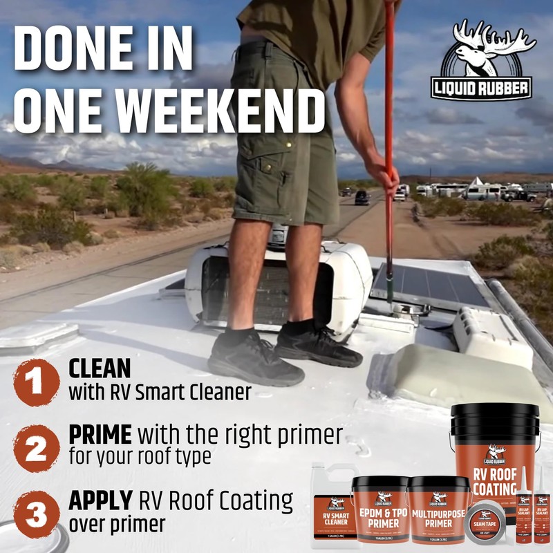 Liquid Rubber RV Roof Sealant- Professional-Grade Solar Reflective Flexible Waterproof