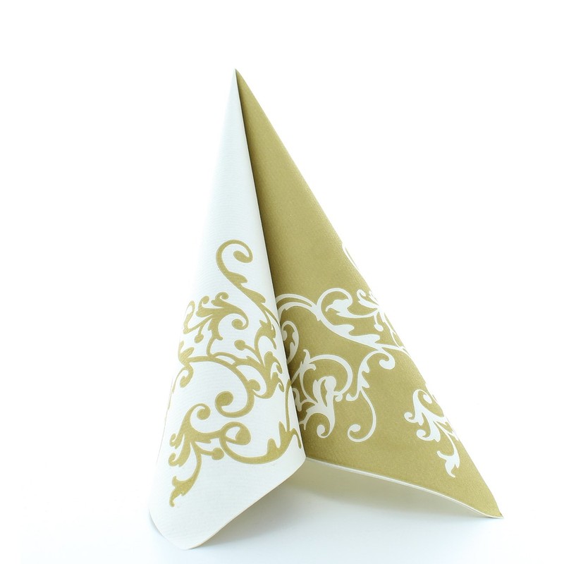 Fancy Serviettes, Gold-White Table Decoration, Wedding Decoration, Folded Serviettes, Pack