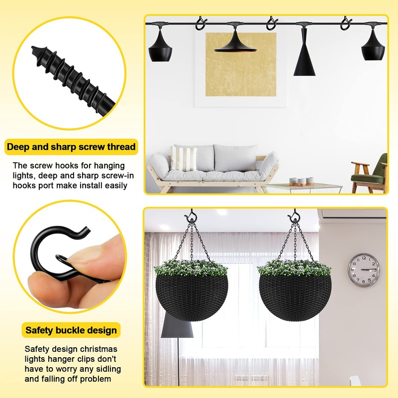 Hooks for Outdoor String Lights, 52 Pack Screw Hooks for