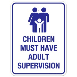 Sigo Signs, Children Must Have Adult Supervision Pool Sign, 18x24 Inches, Rust Free .063 Aluminum, Fade Resistant, Easy Mounting, Indoor/Outdoor Use, Made in USA