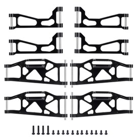 HobbyPark Aluminum Suspension Arms Kit w/Pins for Traxxas WideMaxx Upgrades Front and Rear, Replacement of 8995 8998 8999 (Black)