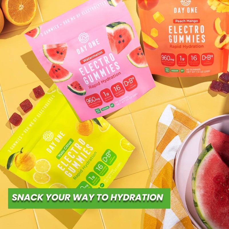 Day One ElectroGummies – Electrolyte Hydration Gummies – Ideal to