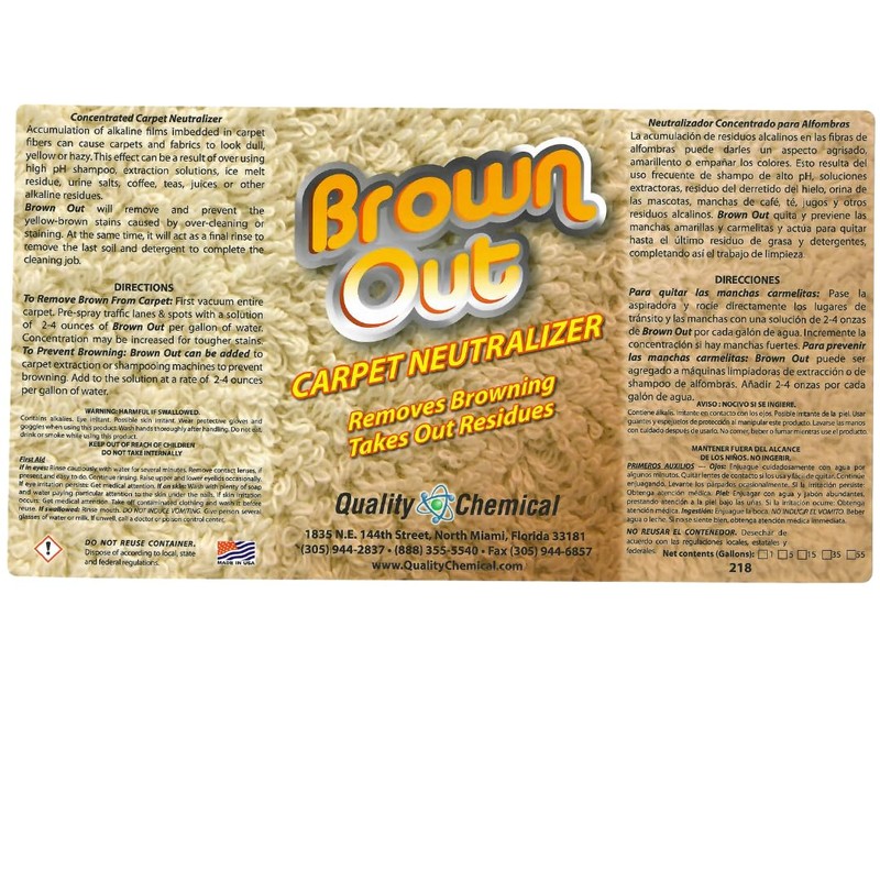 Quality Chemical Brown Out Carpet Stain Remover/Carpet Cleaner Solution for