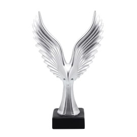 Sagebrook Home 14" Eagle Sculpture - Contemporary Polyresin Decorative Eagle in Metallic Silver on Black Base - Table Decor for Home or Office - Patriotic USA Gift