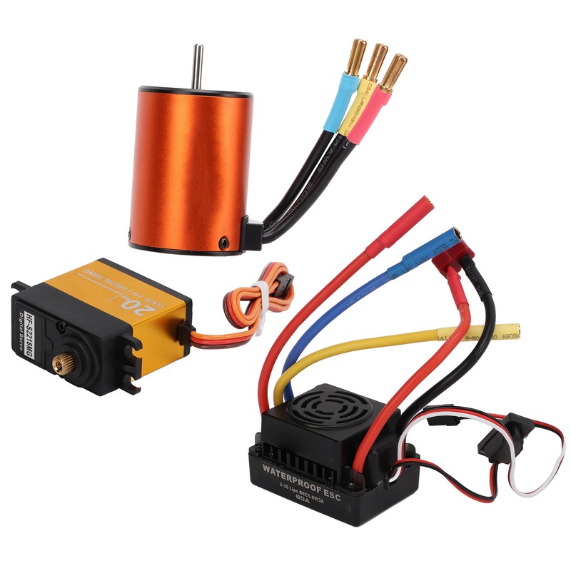 3650 3900KV Brushless Motor 60A ESC 20kg Steering Gear Set