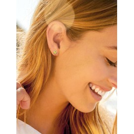 ChicSilver 6mm Solitaire Round Brilliant Created Birthstone Stud Earrings for Women 925 Sterling Silver Yellow Topaz Citrine Gemstones Crown Stud Earrings Hypoallergenic Jewelry - November