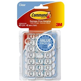 Command Strips 17026clr-40es Mini Clear Decorating Clips 40 Count With Command Adhesive Strips