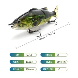 ODS Lure Glide Bait with PVC Tail Sinking Fishing Tackle Set for Bass Trout Shad Perch Pike (Set 3)