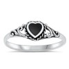 Heart Simulated Black Onyx Promise Ring New .925 Sterling Silver