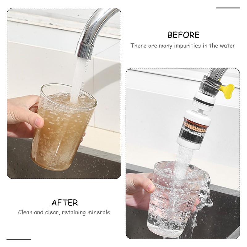 2-Piece Tap Filter, Activated Carbon Tap Water Filter, 360 Degree