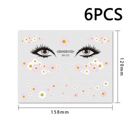 6 Sheets Temporary Tattoos Flowers, Makeup Stickers, Face Tattoo, Festival Tattoos, Spring Carnival, Shimmer Glitter Tattoo Stickers for Women, Teenagers, Girls, Face Body Art