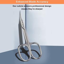 CGBE Professional Curved Tip Cuticle Scissors Stainless Steel Silver