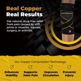 CopperJoint Copper Compression Knee Brace With Straps - For Arthritis Pain, Meniscus, & ACL Support - Knee Support for Sport & Everyday Activities - Adjustable & Breathable Design X-Large