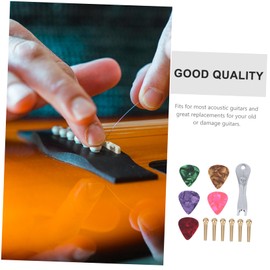 Kisangel 1 Set Guitar Bridge Pin Guitar Repair Accessories with Bridge Pin Remover and Ukulele Random Color