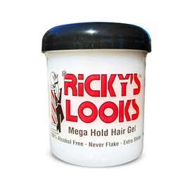 Ricky's Looks Mega Hold Styling Cabelo Gel Para Cabello Rizado, Encrespado, Lacio, Ondulado Y Fino - Sin Escamas, Fijación Fuerte Y Brillo - Para Todo Tipo De Cabello - Hombre Y Mujer