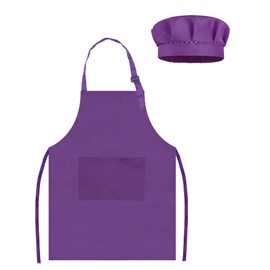 TOPWAYS Children's Painting Apron, Craft Aprons Coat for Children for Art Painting, Cooking Apron Children Boys Girls for 3-12 Years, Children's Apron and Chef Hat Set, purple