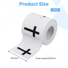 1 Pcs Cross Athletic Tape 2in x 23ft, Christian Wrist Tape Baseball, Comfortable and Stable Sports Ankle Wrap, Tennis Volleyball Basketball Gymnastics Bandages for Athletes and Therapists (White)