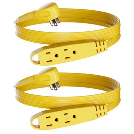 K KASONIC - 3 Feet 3 Outlet Extension Cord with Flat Plug - Triple Extension Wire Grounded Multi Outlet for Indoor Use, UL Listed 16/3 SPT-3, 13 Amp - 125V - 1625 Watts, 2 Pack, Yellow