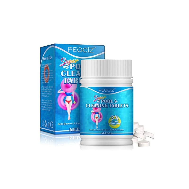 50g Multifunction Chlorine Tablets for Swimming Pool and Spas, Slow-Dissolving