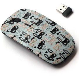 2.4G Wireless Mouse with Cute Pattern Design for All Laptops and Desktops with Nano Receiver - Cats Cute Bunny