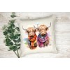Anonymous Gifting Highland Cows in scarves printed cushion cover -