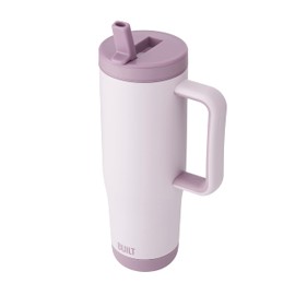 Built 40 oz Cascade Flip Straw Tumbler, Double Wall Insulated Bottle, Gym & Sport Bottles - Stainless Steel & Straw Lid, Leak-Proof, Soft Bumper Base, Portable BPA-Free (Lavender)