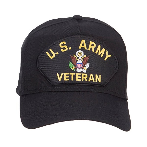 e4Hats.com US Army Veteran Military Patched 5 Panel Cap (One Size, Black)