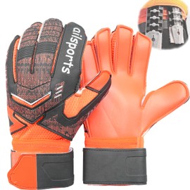 CHURACY Keeper Gloves High Grip Keeper Gloves with Finger Save Keeper Gloves (Orange, No. 7)