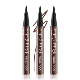 Boobeen 3pcs Waterproof Liquid Eyeliner, Black and Brown Eyeliner Pen, Long-Lasting Eyeliner with Quick-Drying Formula for All-Day Eye Makeup