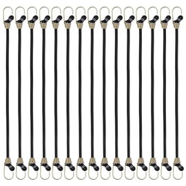 Pack of 15 Rubber Tensioning Rope with Hooks, Tensioning Strap Expander Tarpaulin Tensioner with 2 Hooks, Elastic Luggage Rope, Universal Luggage Straps for Transport, Camping and Outdoor, Black, 26.5