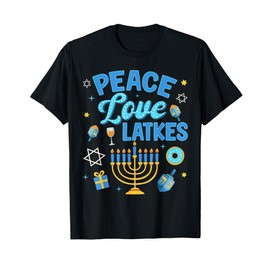 Hanukkah Love Menorah Dreidel Chanukah Jewish Women Kids Men T-Shirt