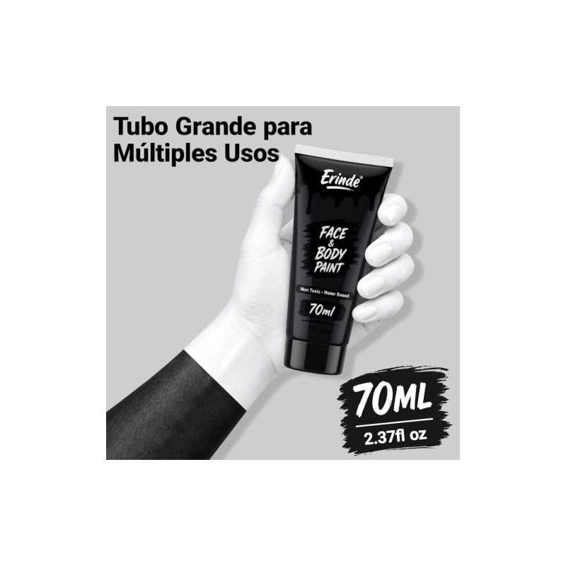 Erinde Pintura Corporal Blanco+Negro Face,Pintura Facial de Cobertura Total
