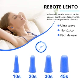 Tapones Oídos Ruido Dormir, 60 pares de Tapones para los oídos de Espuma suaves y cómodas, Reducción de Ruido de 36dB, Ronquidos, Protección Auditiva, Antiruido, Estudiar, Trabajo, Viajes - Azul
