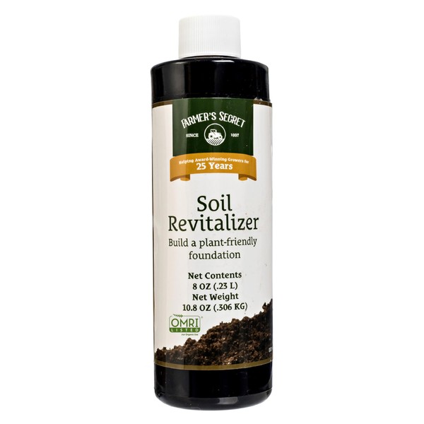 Farmer’s Secret Soil Revitalizer (8oz) - Organic (OMRI Listed) Soil Microbe Booster - Activated Humic Acid - Great for Fall Application