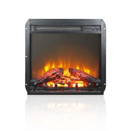 Innoflame 18" Electric Fireplace Insert, Ultra-Thin Fireplace Heater with Log Set & Realistic Flame, Recessed Fireplace with Over Heating Protection, Low Noise, 1400W, Black(18 3/16" X 17 5/8")