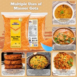Rani Masoor Gota (Football) Indian Red Lentils Skinless 64oz (4lbs) 1.81kg Bulk ~ All Natural | Gluten Friendly | NON-GMO | Kosher | Vegan | Indian Origin