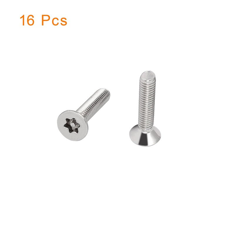 uxcell M4-0.7x20mm Flat Head Torx Security Screws, 16Pcs 304 Stainless