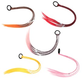 PACKOVE 5Pcs Wig Hair Ties Ponytail Accessories for Parties Daily Wear Weddings More Soft Synthetic Braid