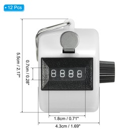 PATIKIL Clicker Counter 12 Pcs 4 Digit Metal Hand Held Tally Click Pitch Counter for Coaching Knitting Golf Wrap Fishing White