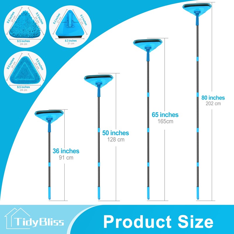 TidyBliss Wall Mop Cleaner with Long Handle 80”, Ceiling Duster