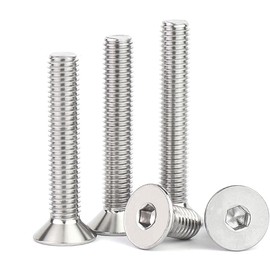 M6 50mm Flat Head Screws,M6-1.0x50mm Flat Head Sockt Cap Screw and Bolt,Stainless Steel Countersunk Bolts,Allen Socket Drive,Full Thread,Bright Finish,Coarse Thread UNC, 25Pcs